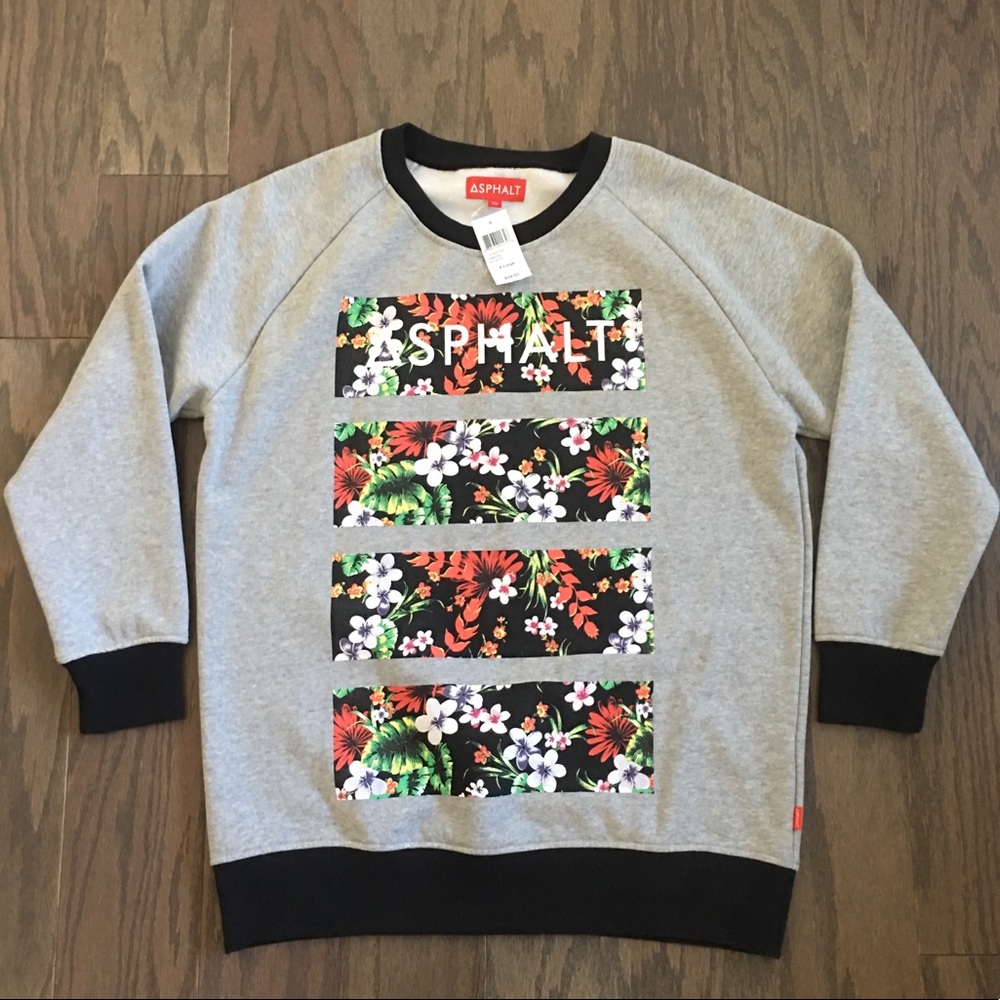 Asphalt tropical strom grey crew neck sweater